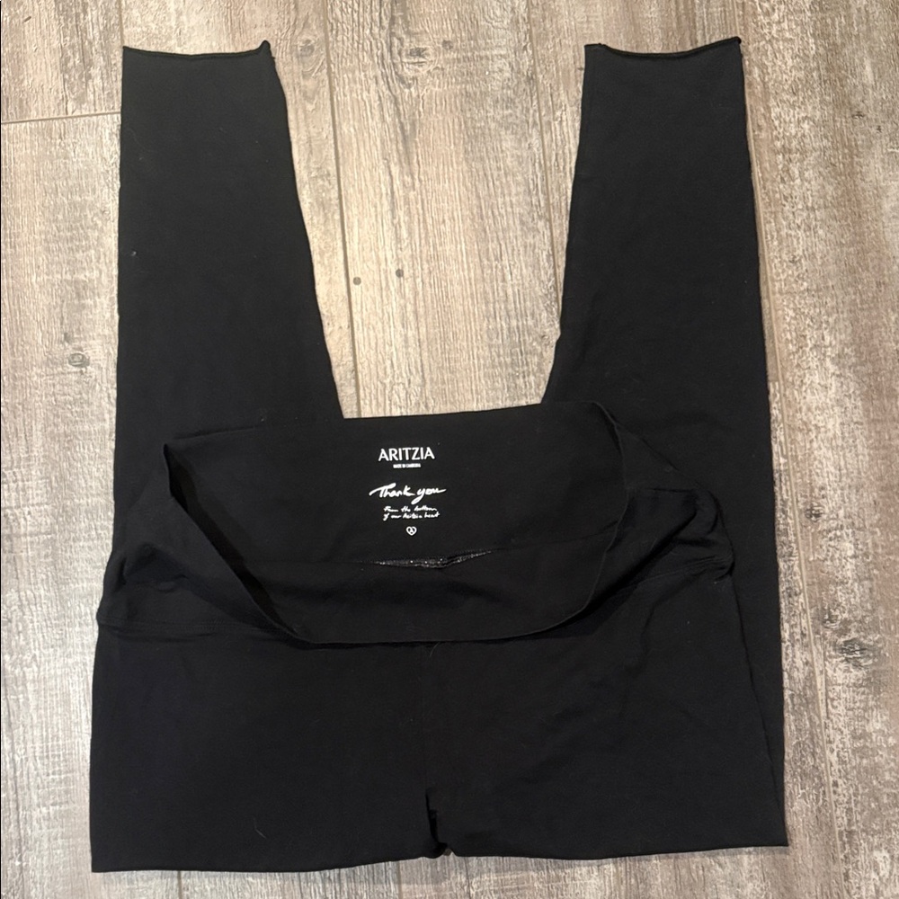 Aritzia Black Stretch Leggings with Fold-Over Waistband